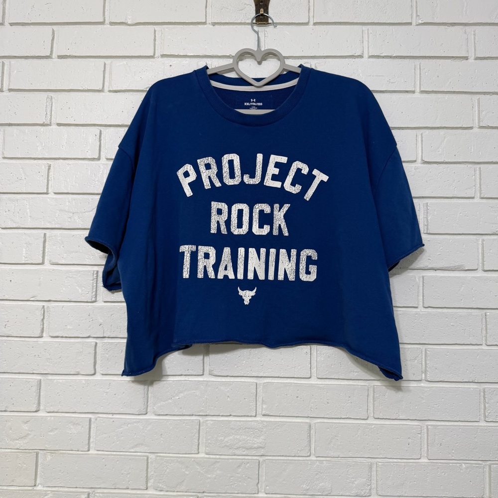 Under Armour Project Rock Cropped Sweatshirt Blue Women’s XXL